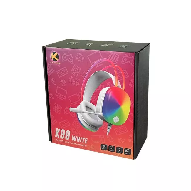 K99 Virtual 7.1 USB Gaming Headset - White